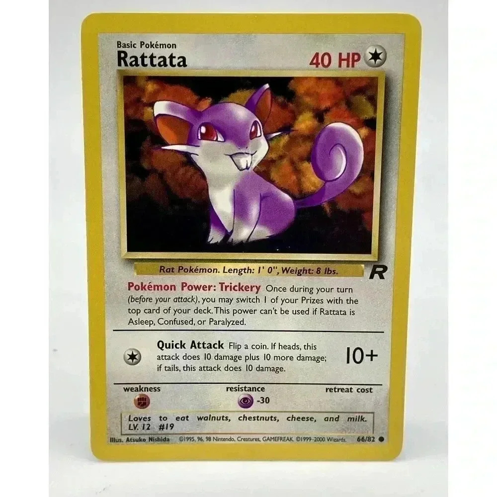 Rattata 66/82 Team Rocket WOTC Pokémon Card Common Non Holo Vintage 2000‎ LP